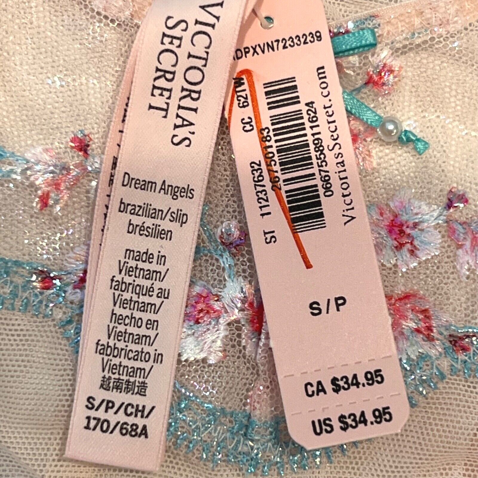 NWT VICTORIA’S SECRET Dream Angels Brazilian Sz XS-S-M-XL Pink Sparkle Mesh