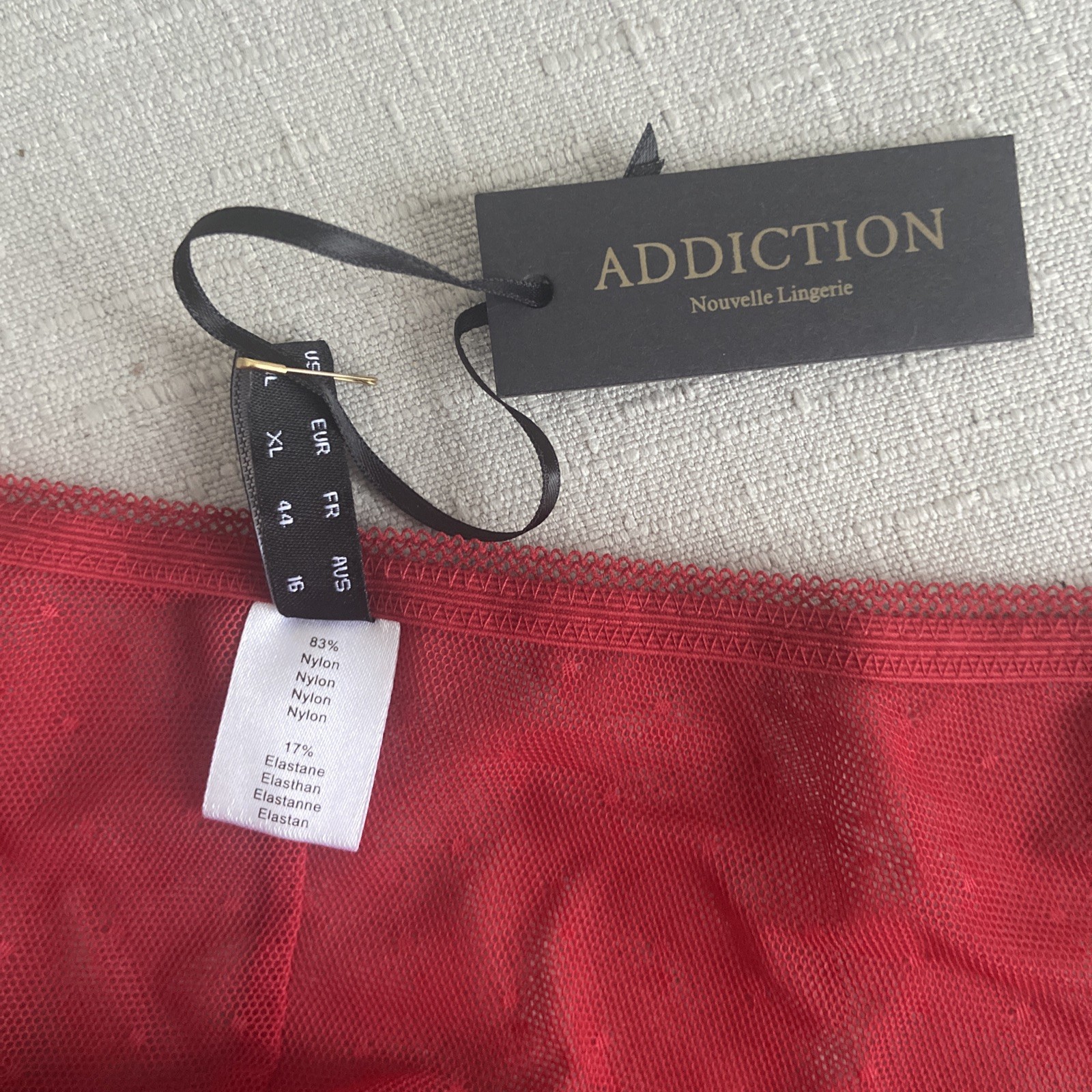 NWT Addiction Nouvelle lingerie HUIT JOIE TANGA Panty Dark Red X-Large