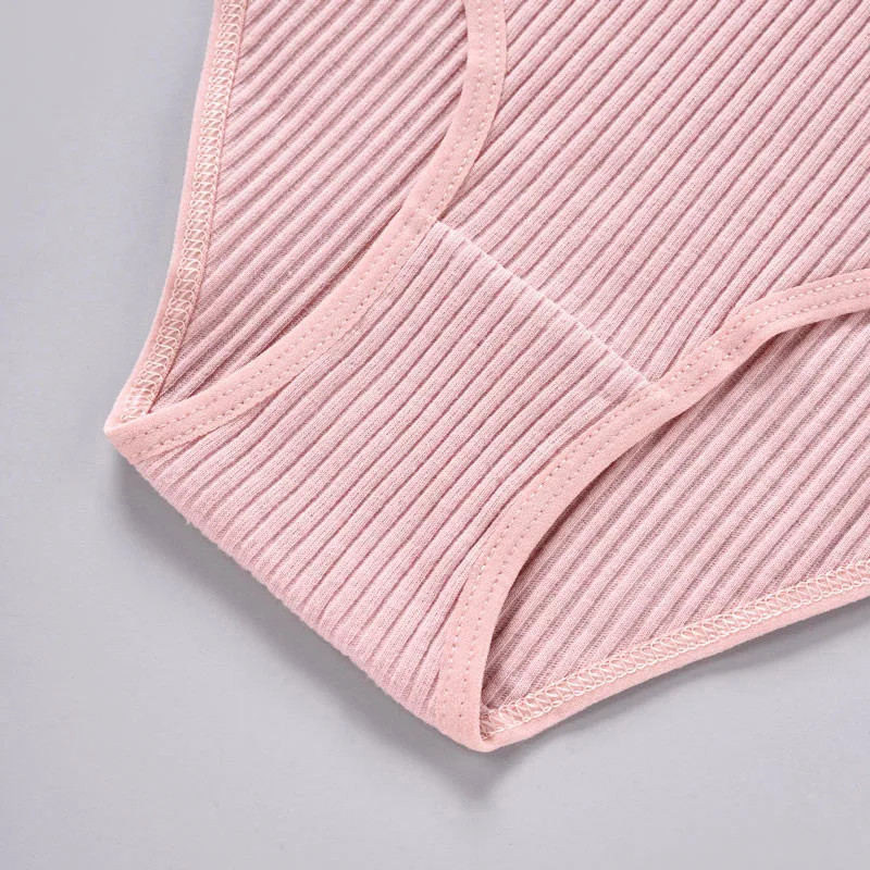 3pc Cotton Panties Women Solid Color Triangle Pants Soft Breathable Underwear