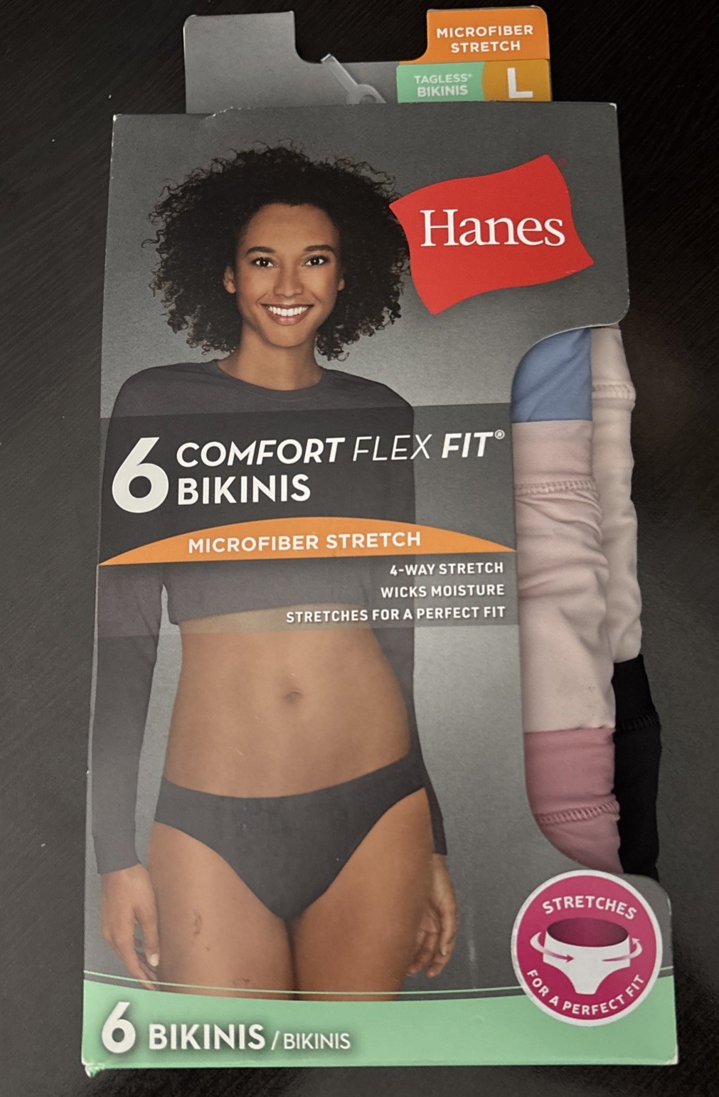 New Hanes Comfort Flex Fit Microfiber Stretch Bikini Panties 6 Pack Large
