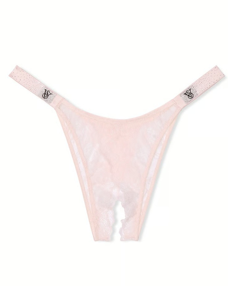 NEW 45$ Victoria’s Secret SIZE XXL RARE Pink Crotchless Shine Strap Panties