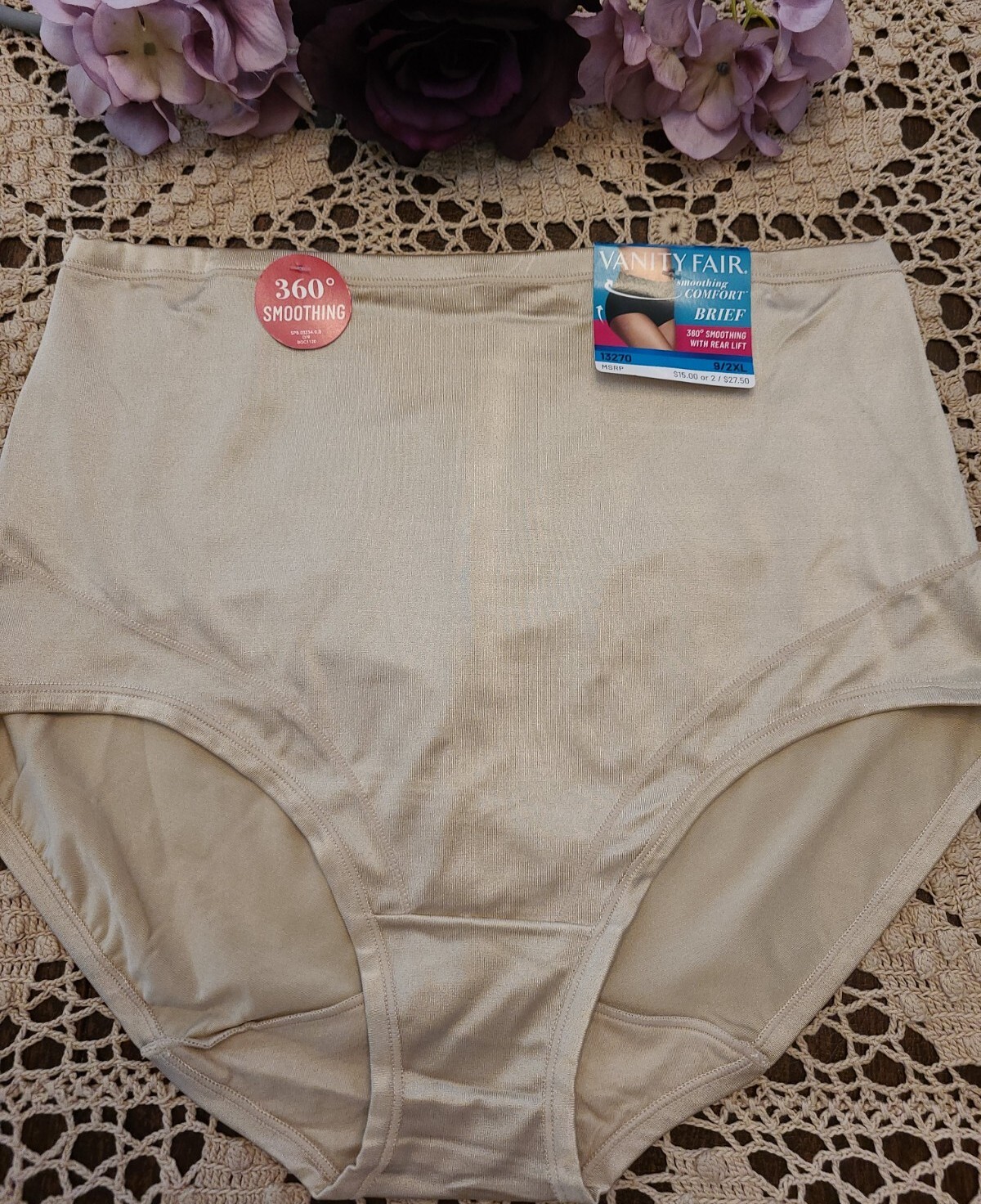 2XL VANITY FAIR 360* Smoothing Comfort Rear Lift Shaper Brief Panty NWT $15.00