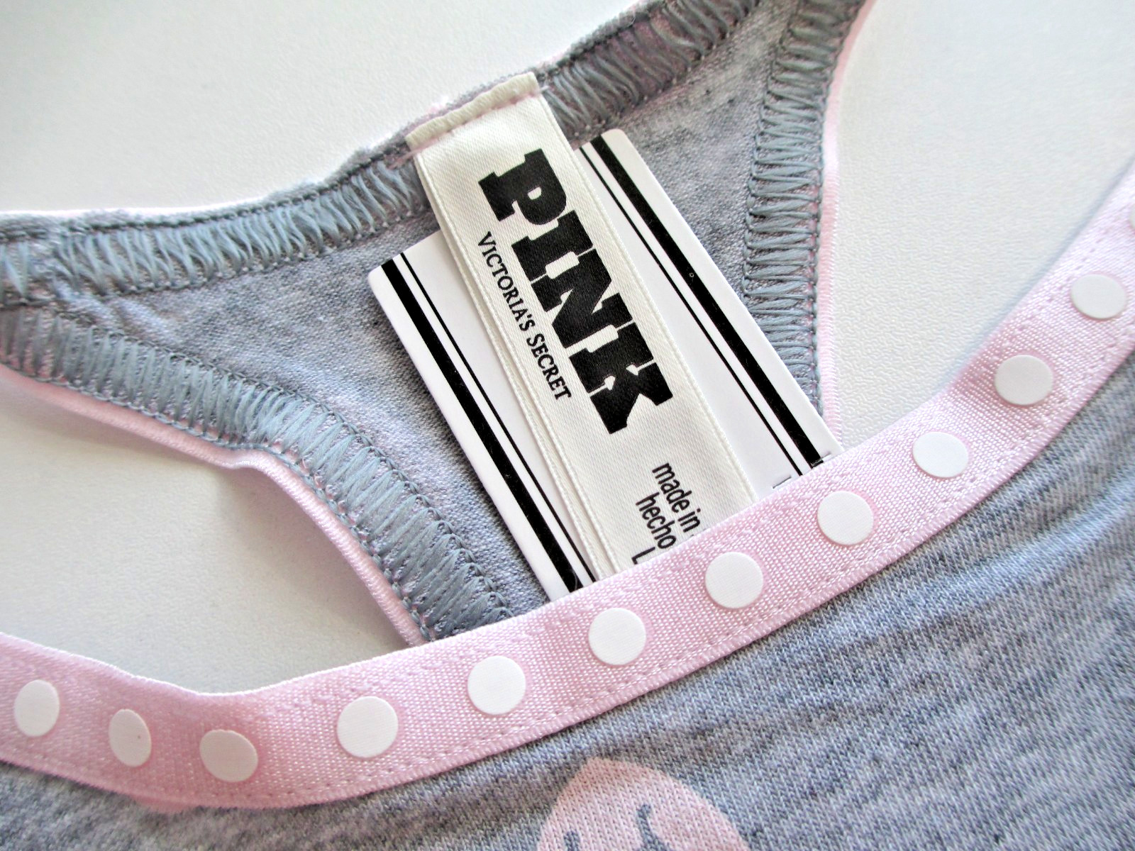 VICTORIA’S SECRET PINK Cotton High Leg Thong Panty S M L XL Gray Polka Dot Heart