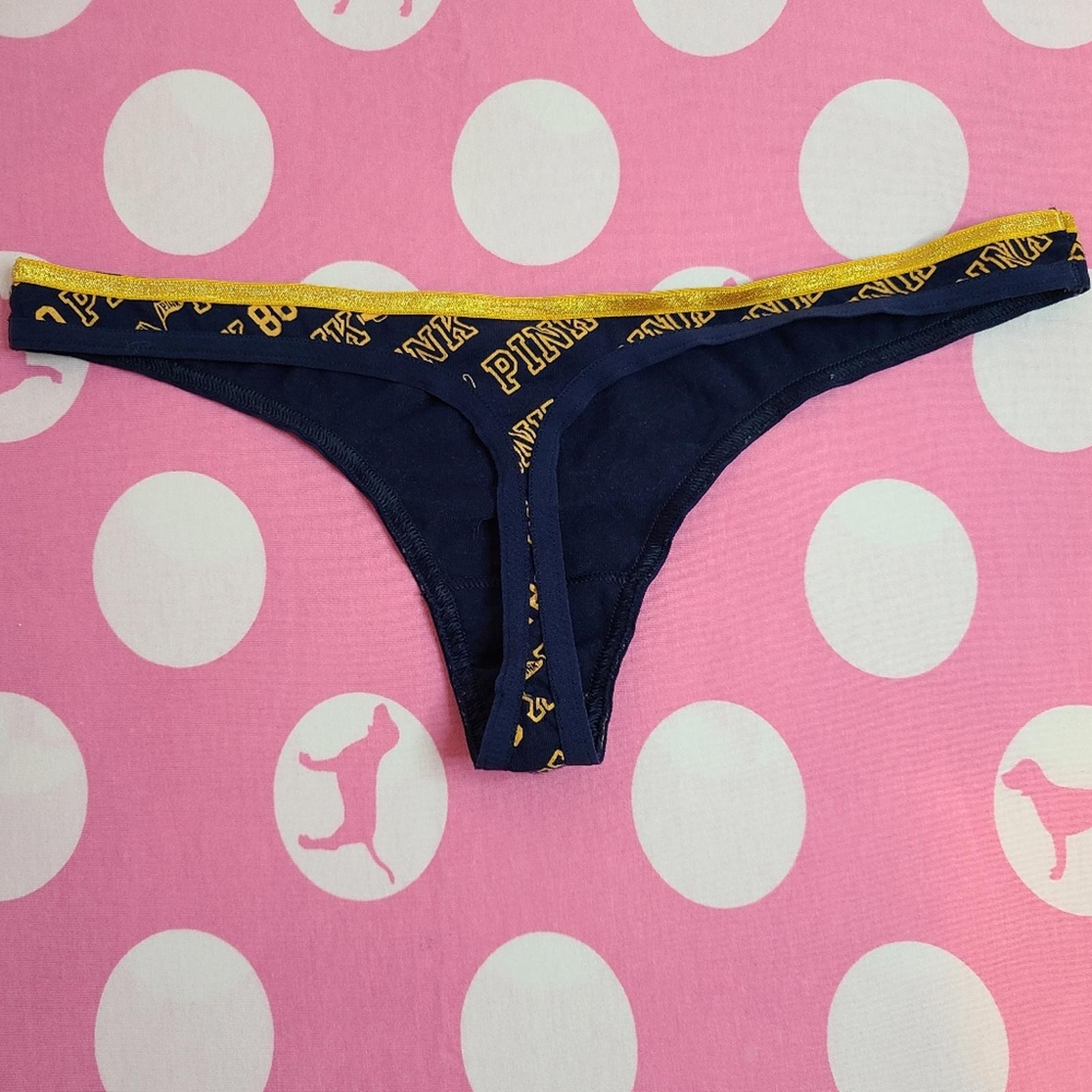 Rare VTG VS PINK Graphic Cotton Extra Low Rise Skinny Side Thong Panty Size Lg