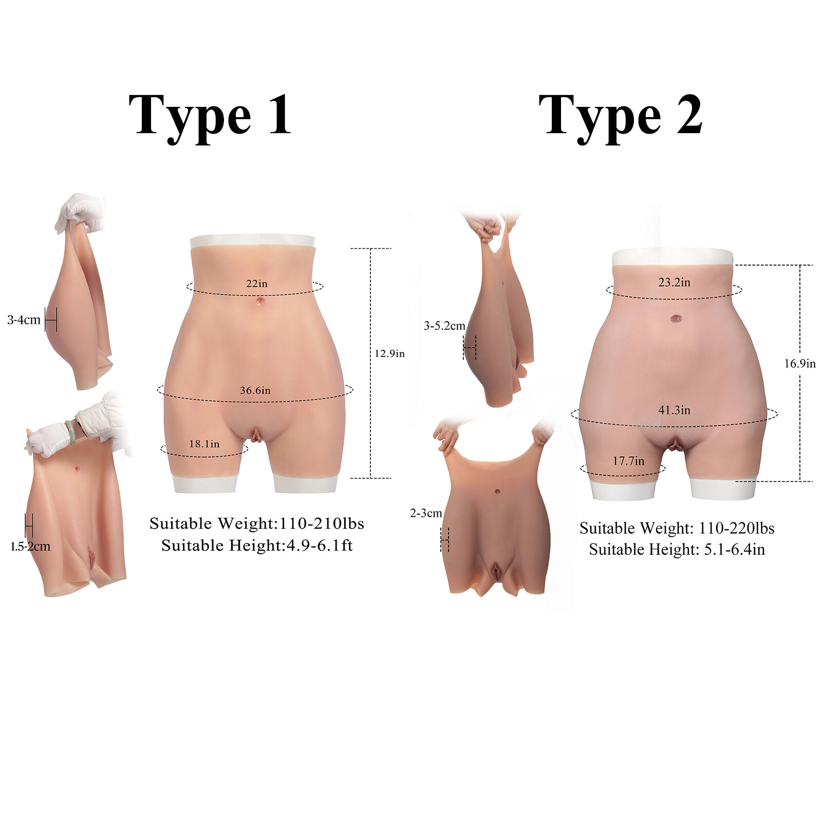 Silicone Panties Crossdresser Panties Sissy Fake Vagina Pants Hip Enhancer
