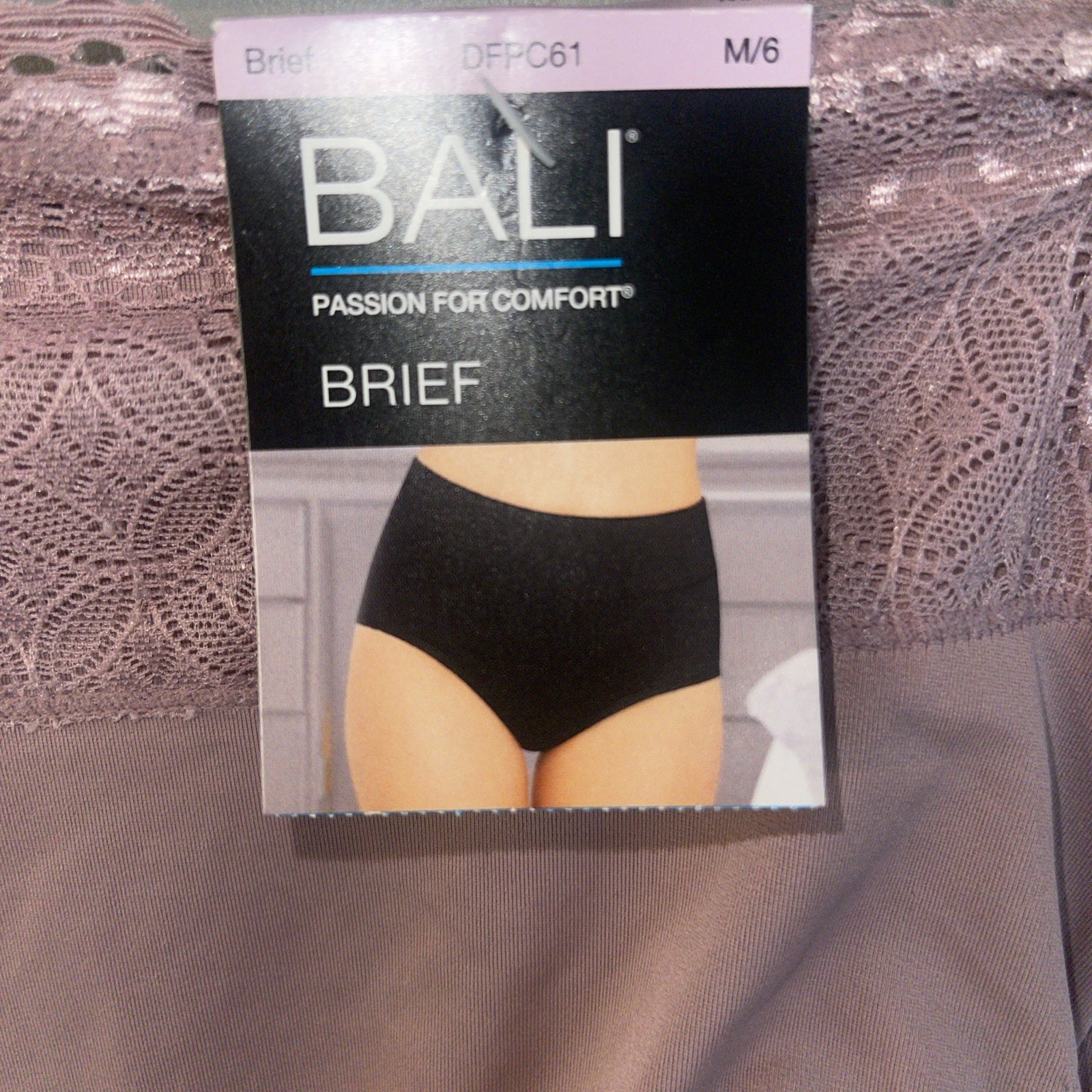 NWT Bali Full Brief Panty Lace Mauve Purple Women’s Medium Sissy Feminine Fairy