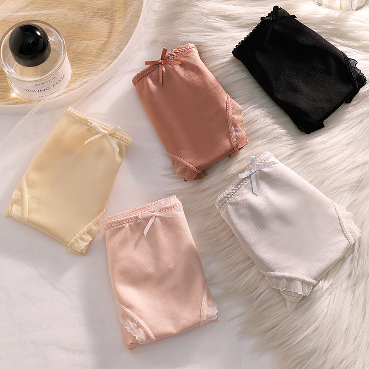 5PCS LOT Sexy Womens Silky Satin Panties Thong G string Brief Underwear Lingerie
