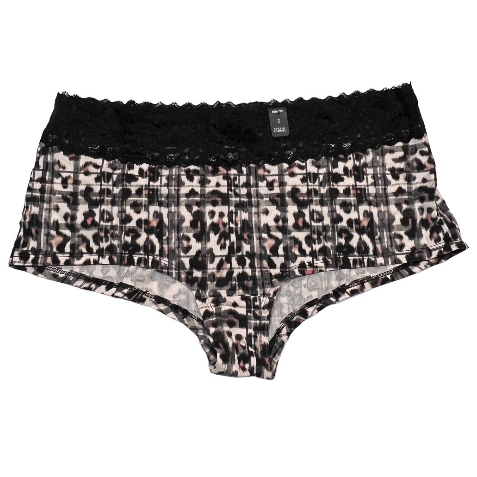NWT TORRID Boyshort Pantie Sz 0X-1X-2X-3X Black White Pink Lace Jersey