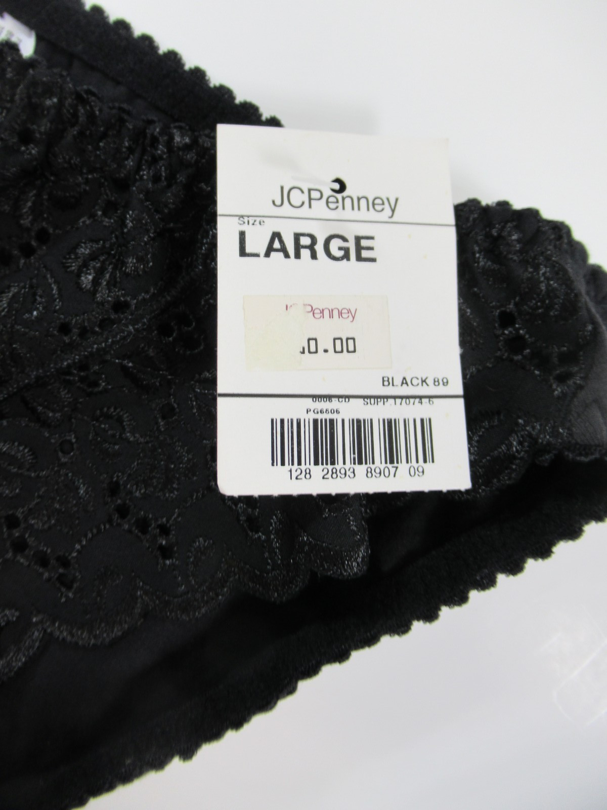 Vintage 90s Y2K Delicates Embroidered Eyelet Hi Cut Panties Large Black