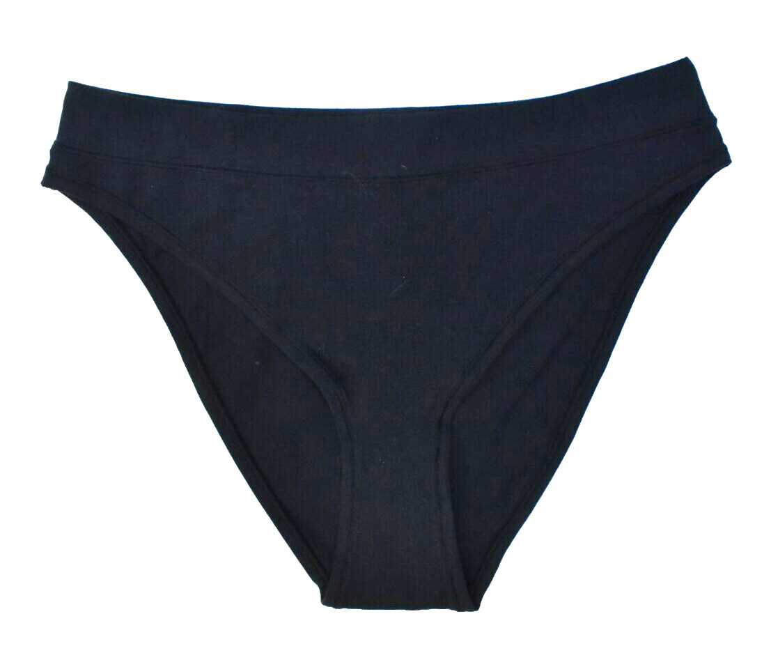 Skims Cotton Jersey Cheeky Tanga Soot Black Cotton Blend Underwear Womens L