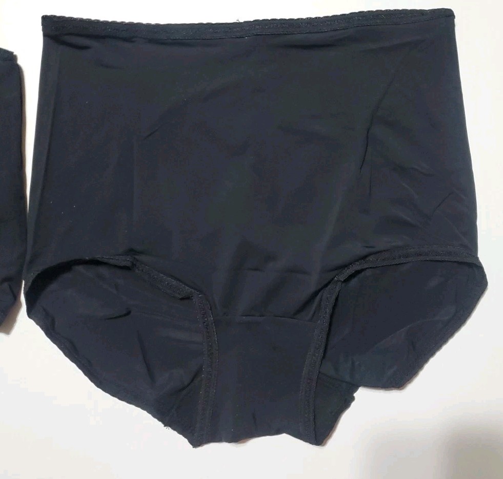 New 3 Pack Sz 5 S Black Granny Panties Full Brief Nylon Cotton Back Seam Retro