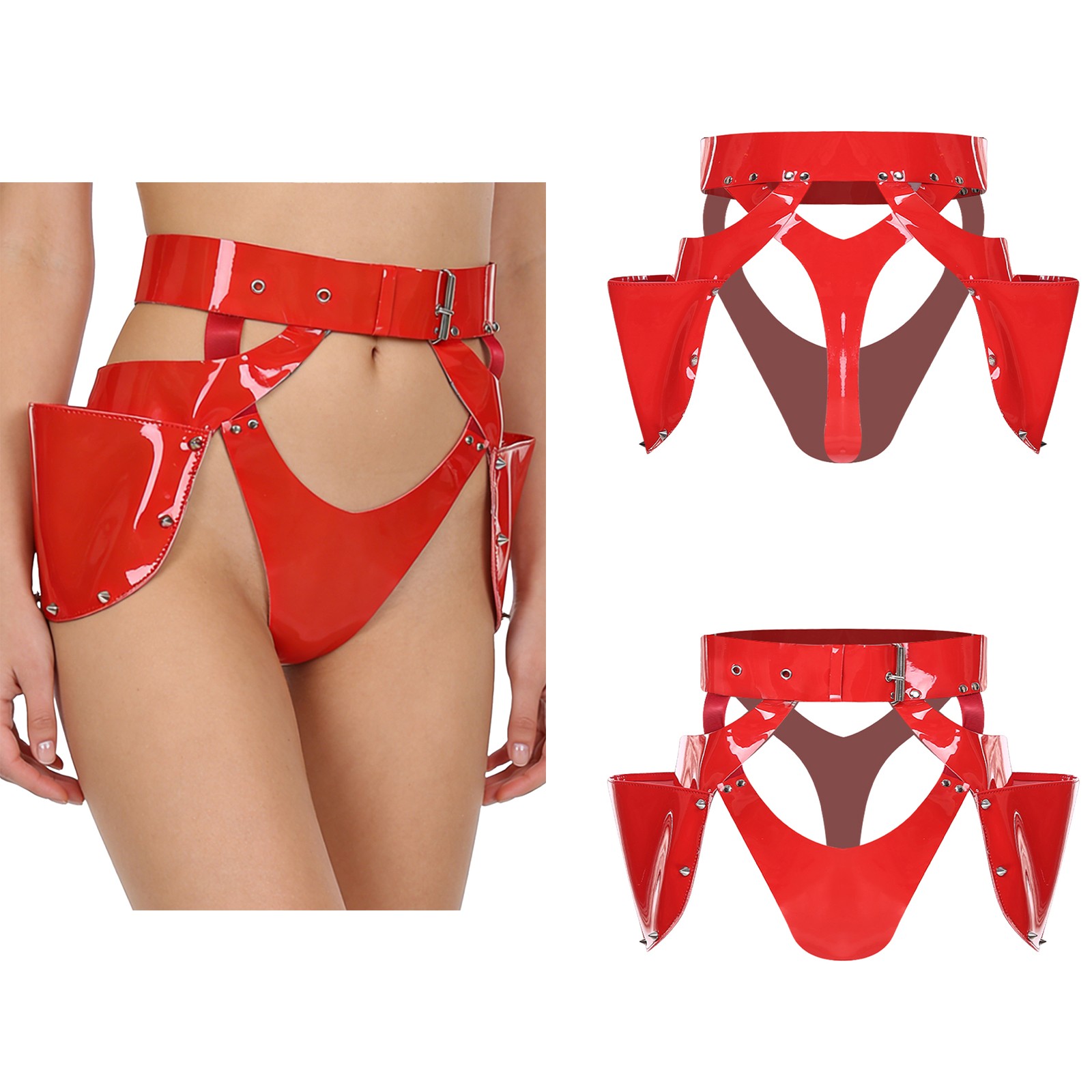 Women Panties Adjustable Waist Briefs Crotchless Thongs Gothic Underpants Night