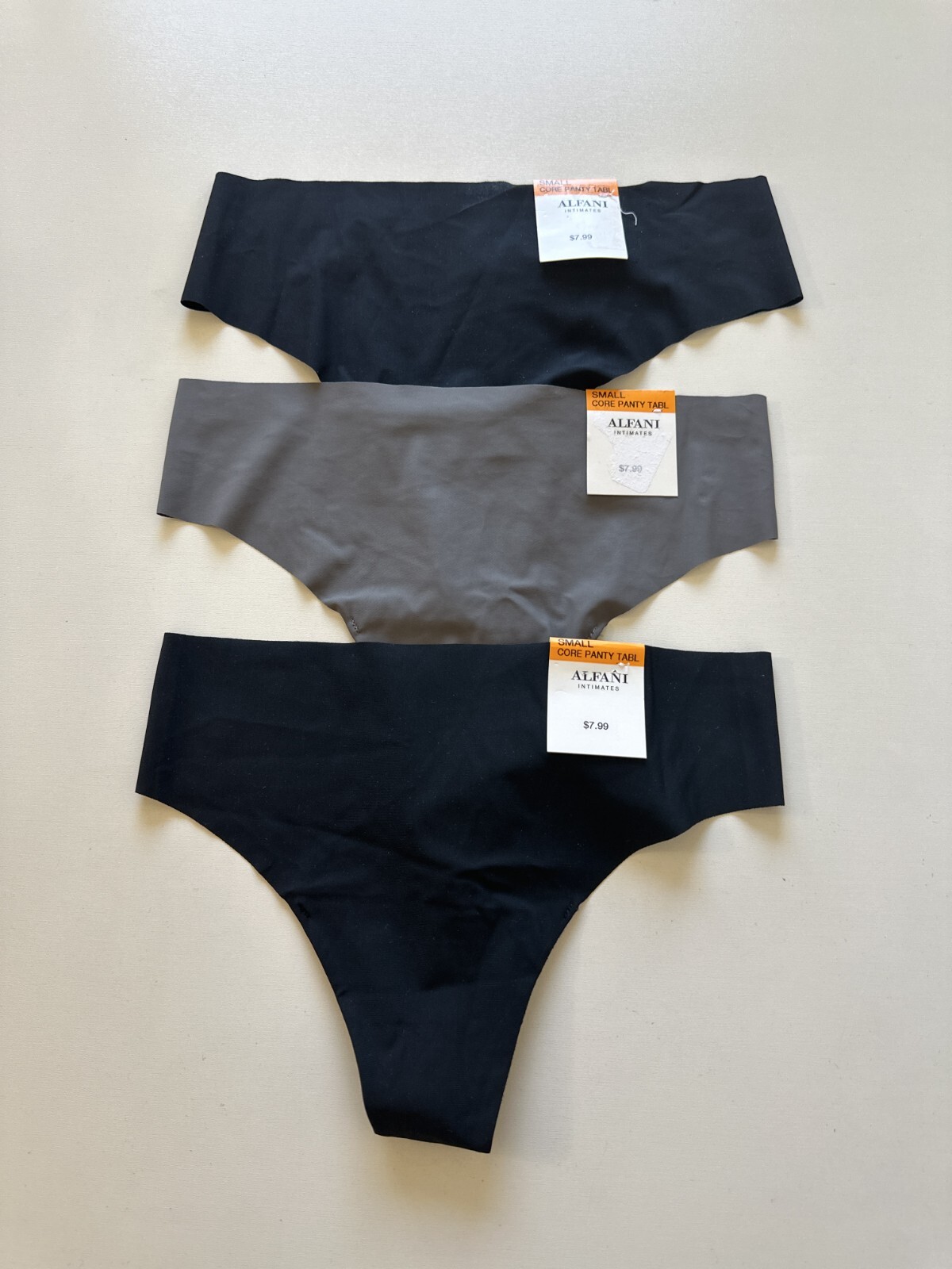 NWT! Lot of 3 Alfani Women’s Sz S Laser-Cut Stretch Thong Panties Underwear