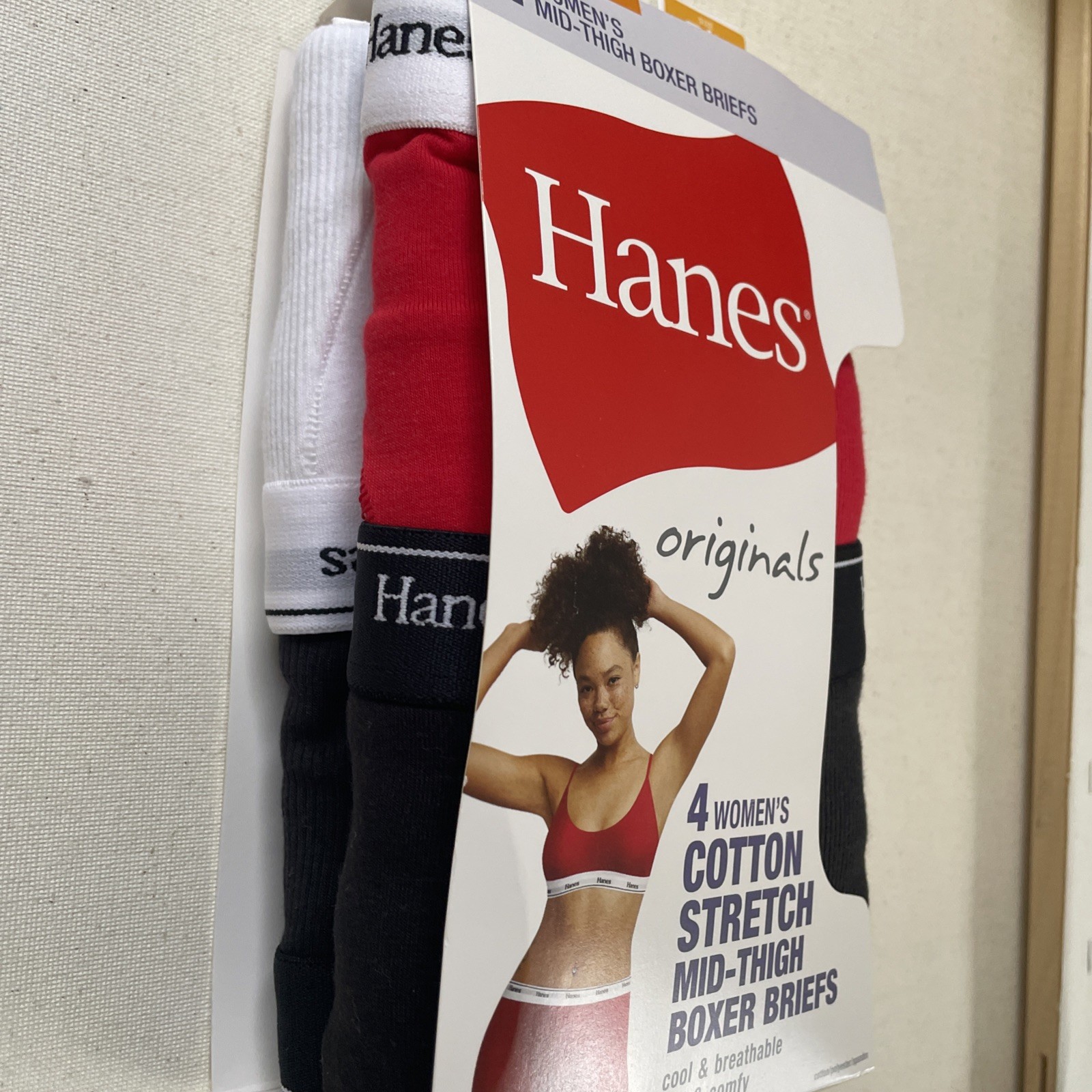 *Hanes Originals Women’s Mid-Thigh Boxer Brief Underwear, Breathable Stretch, 7L