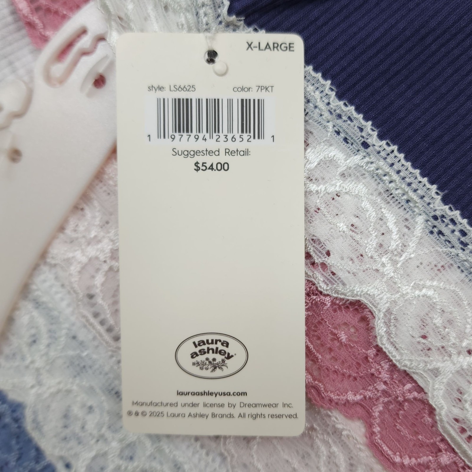 Laura Ashley Womens 7-Pack XL Lace Trim Panties Super Soft Rayon Blend Pink Blue