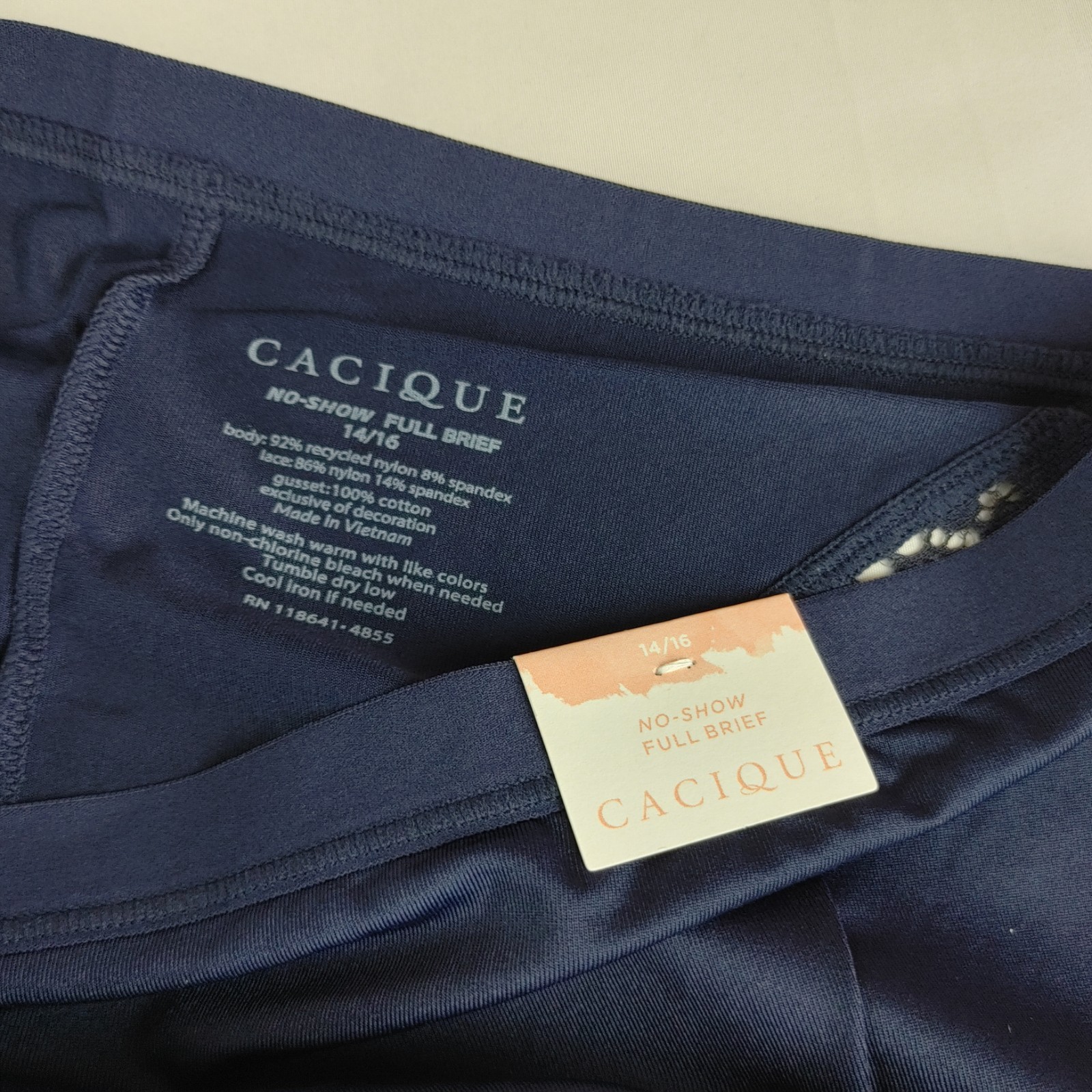 Lane Bryant Cacique No Show Full Brief Plus Panty Panties 14/16 Blue Lace Back