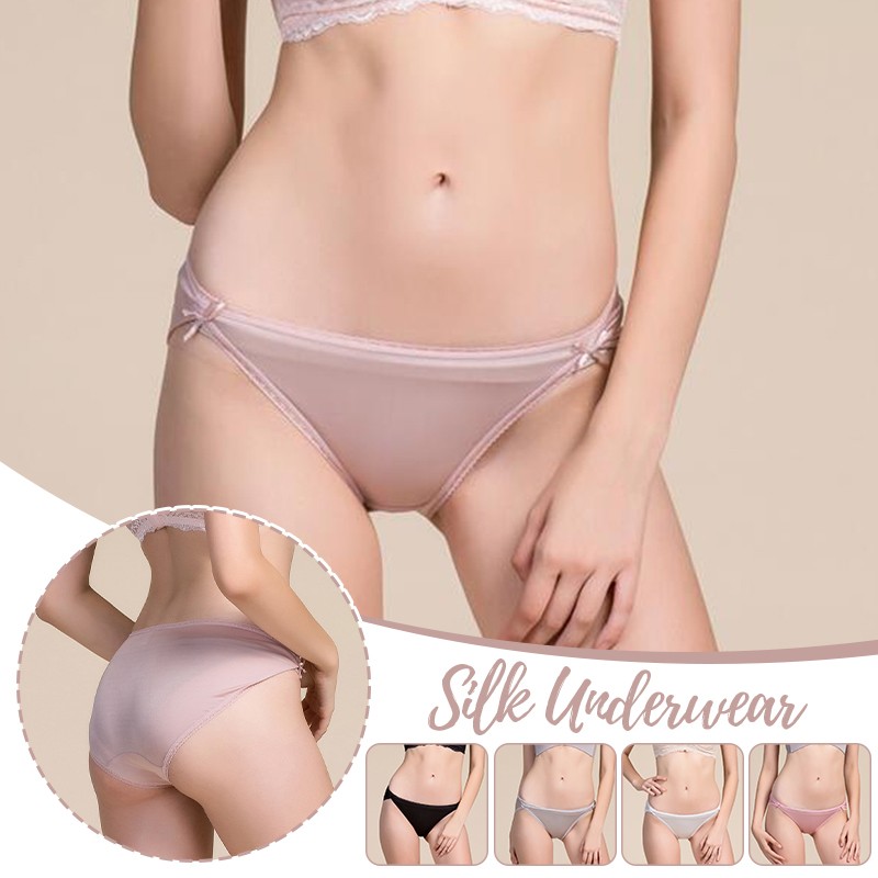 Mulberry Silk Women Sexy Panties Natural Silk Brief Seamless Underwear Lingerie.