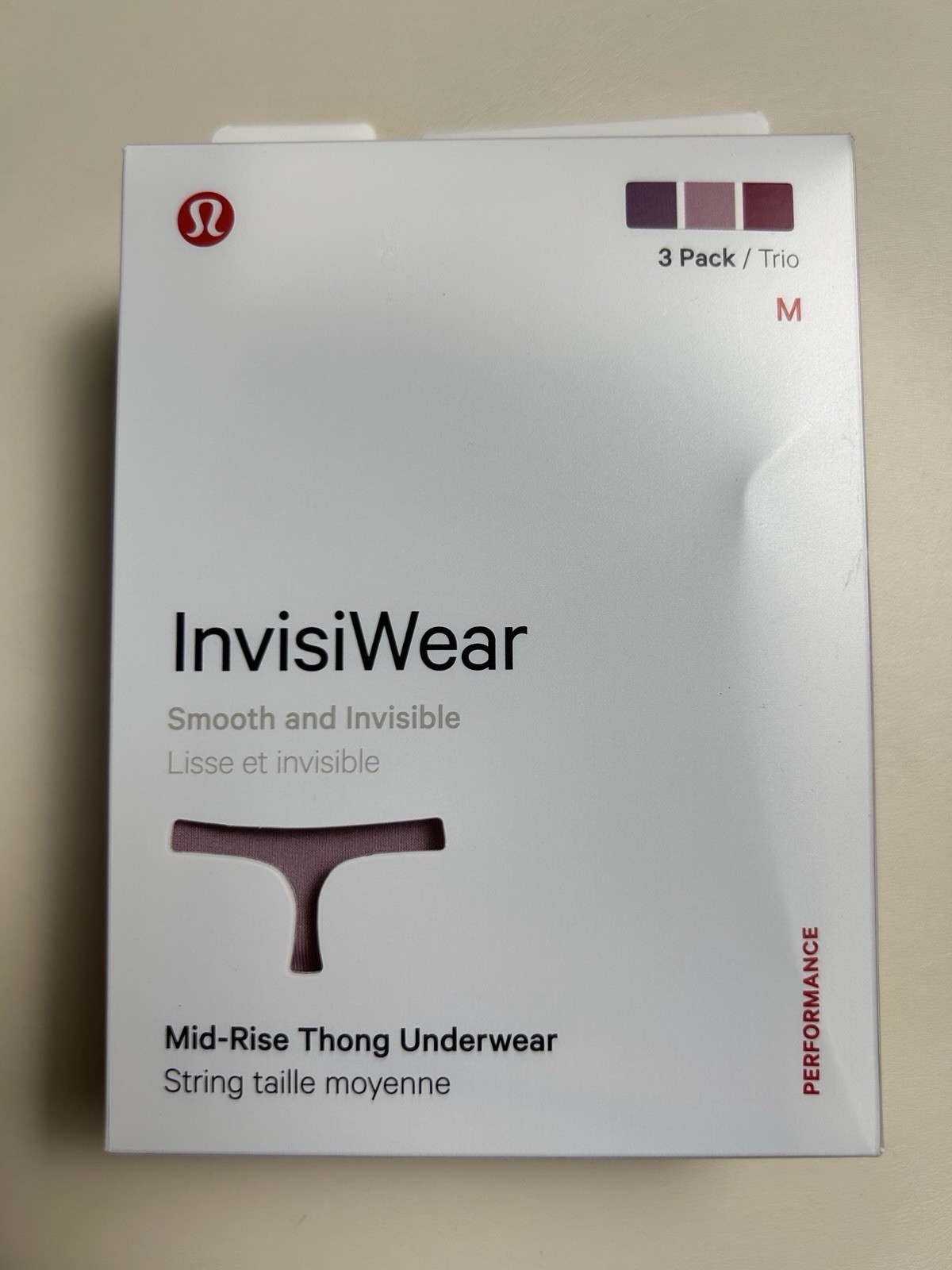 NWT Lululemon Invisiwear Mid-Rise Thong (3 Pack) Multicolor Size M- LVLX