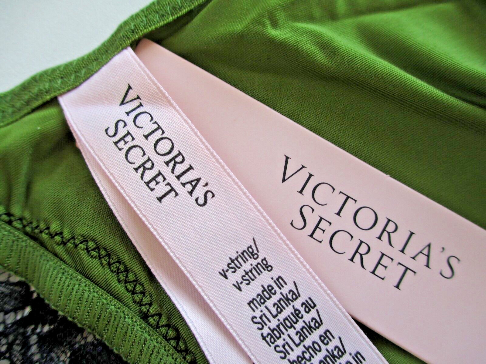 VICTORIA’S SECRET VERY SEXY V-String Thong Panty S L XL Green NWT Black Lace VS