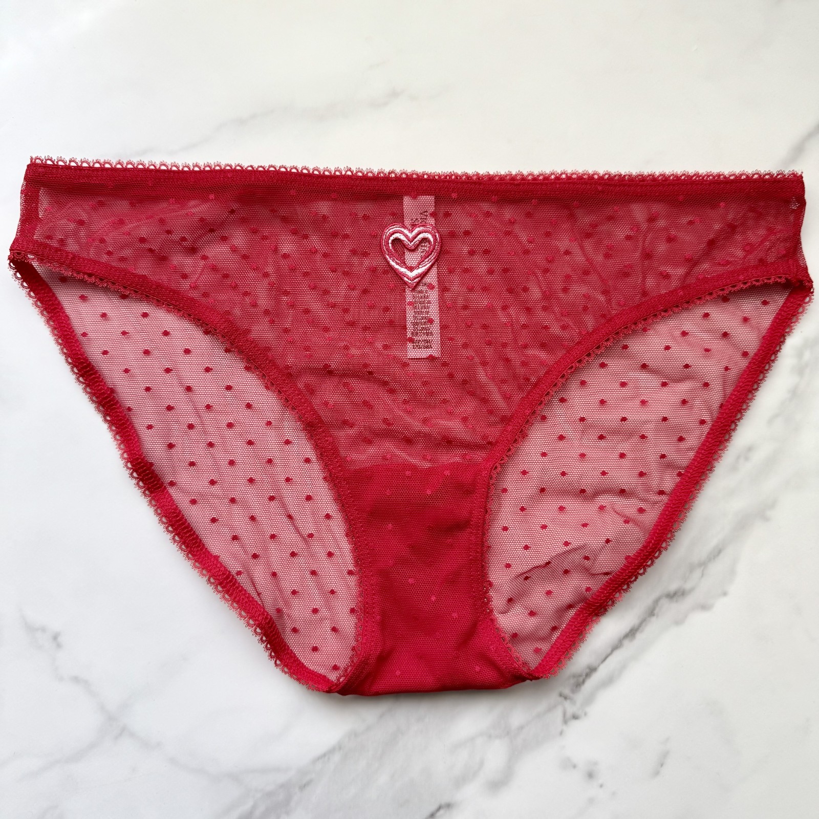 Victoria’s Secret The Lacie Dot Mesh Bikini Panty Lipstick Size M