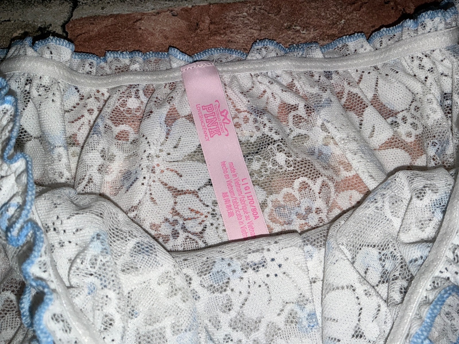Victoria’s Secret Pink x LoveShackFancy Lace Bow Ruffle Cheeky Panties White L