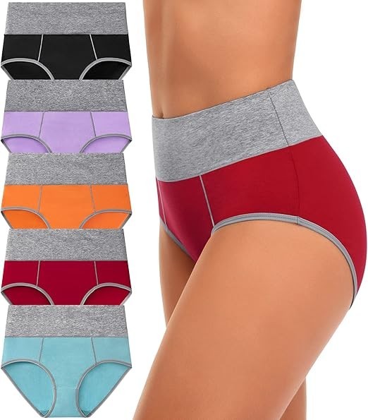 High Waisted Underwear for Women Cotton Briefs Full Coverage Soft Breathable …