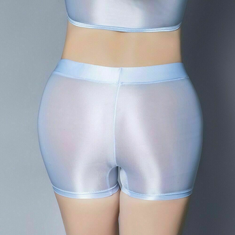 Womens Shiny High Gloss Boyshorts Boxer Briefs Sheer Panties Lingerie Underwear