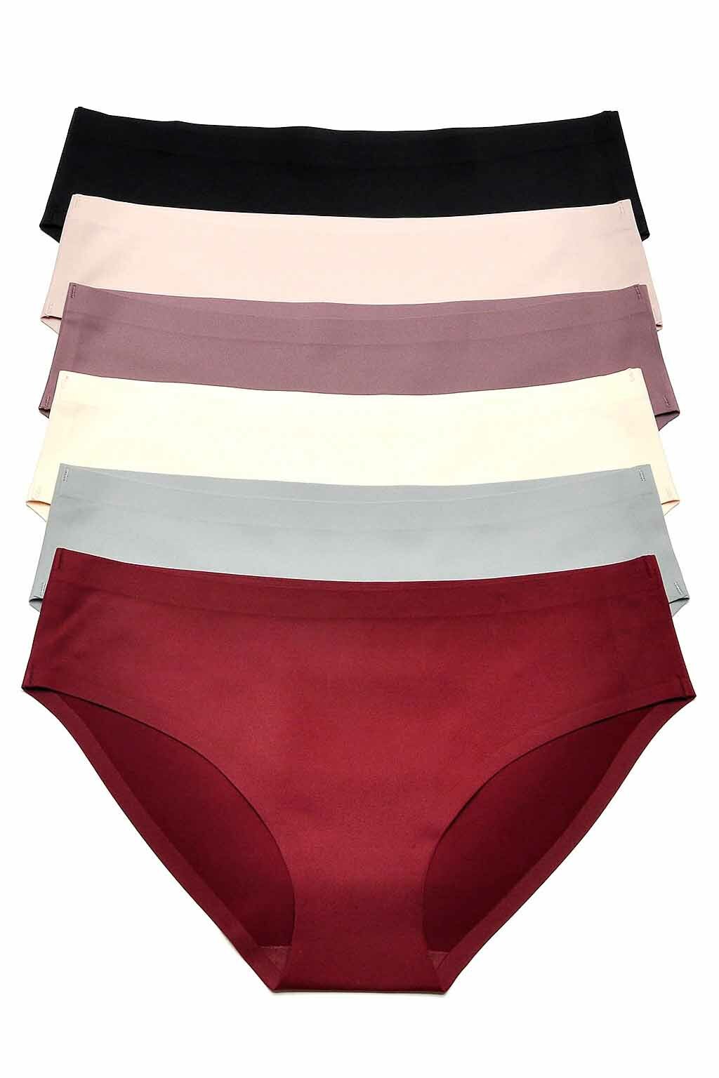 6 Women Solid Mixed Color Panties Laser Cut Bikini Underwear Brief S M L XL 5074