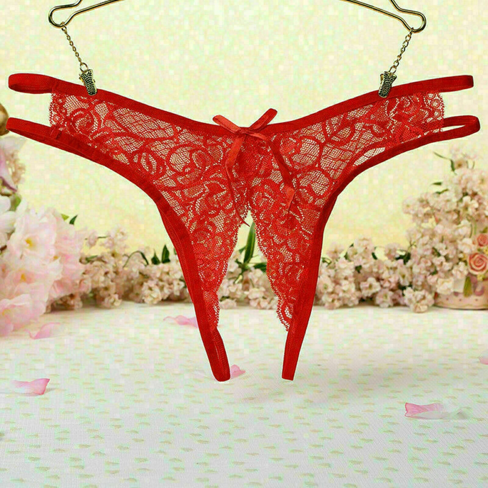 Women’s Lace Panties Crotchless Underwear Thongs Lingerie G-string Floral Briefs