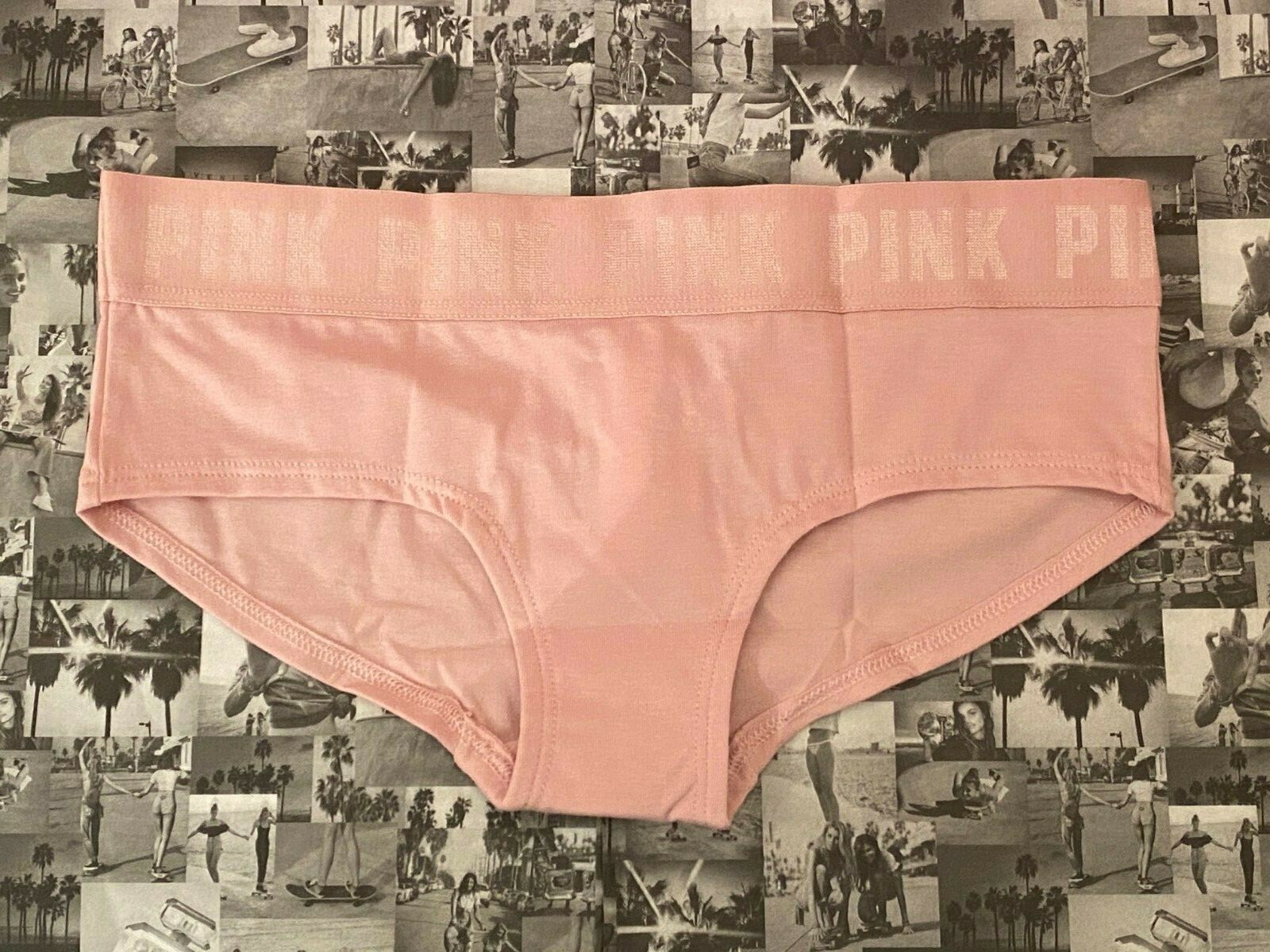 NWT Victoria’s Secret Pink Light Pink with Gold Logo panty Low Rise Hipster XS