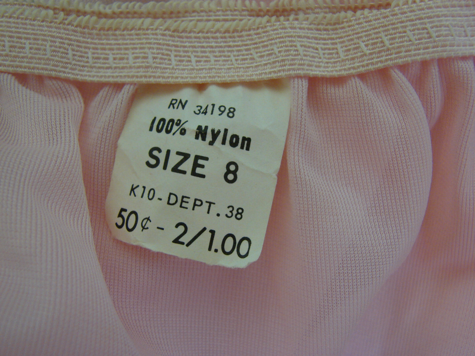 New K-10 Apparel Light Pink Nylon High Waist Sheer Briefs Panties Size 8