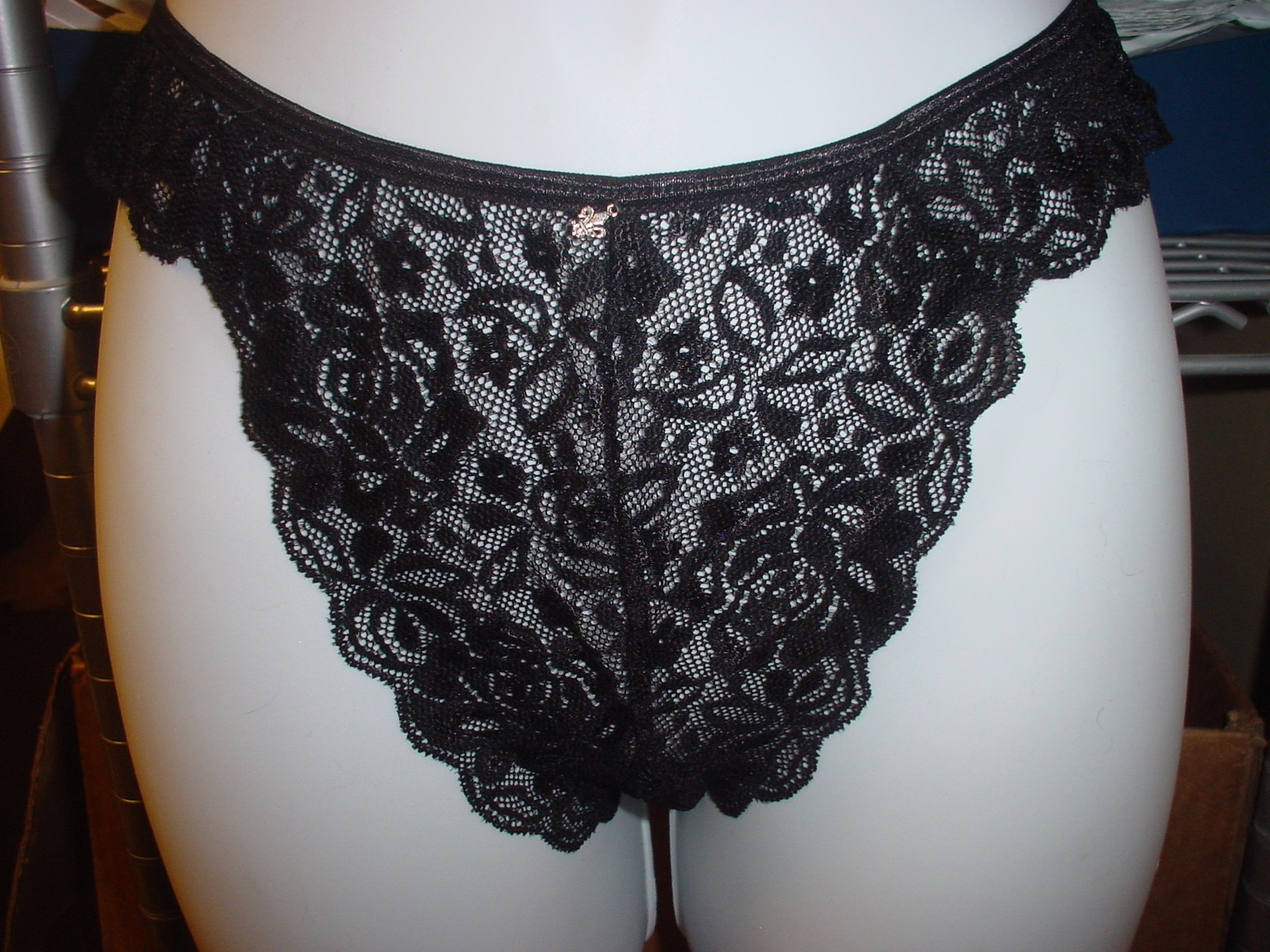 Lilly of France 2121306 Sheer Thong Large/Size 7 Black Lot of 7 NWT