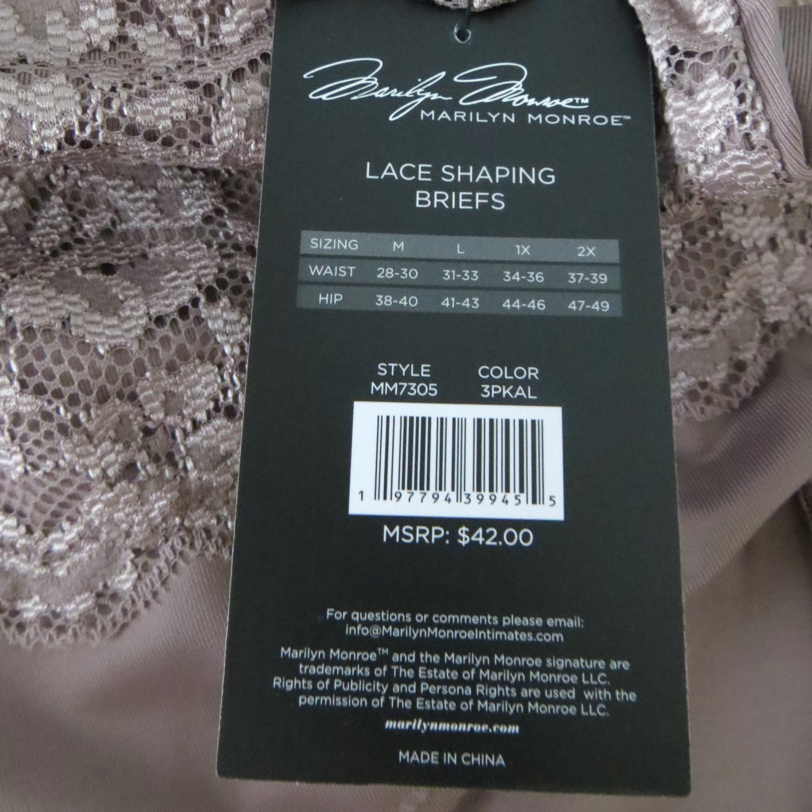 Marilyn Monroe 3pc Lace Shaping Briefs Sz L ~Double Layer Tummy Panel #7305 $42