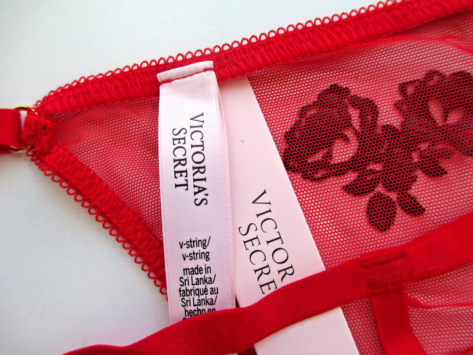 VICTORIA’S SECRET VERY SEXY V-String Thong Panty S M L XL Red Black Velvet Rose