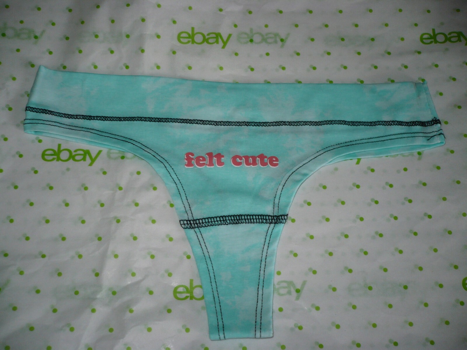 Rue 21 Women’s Cotton Thong Panties MEDIUM Blue Green Tie Dye Felt Cute