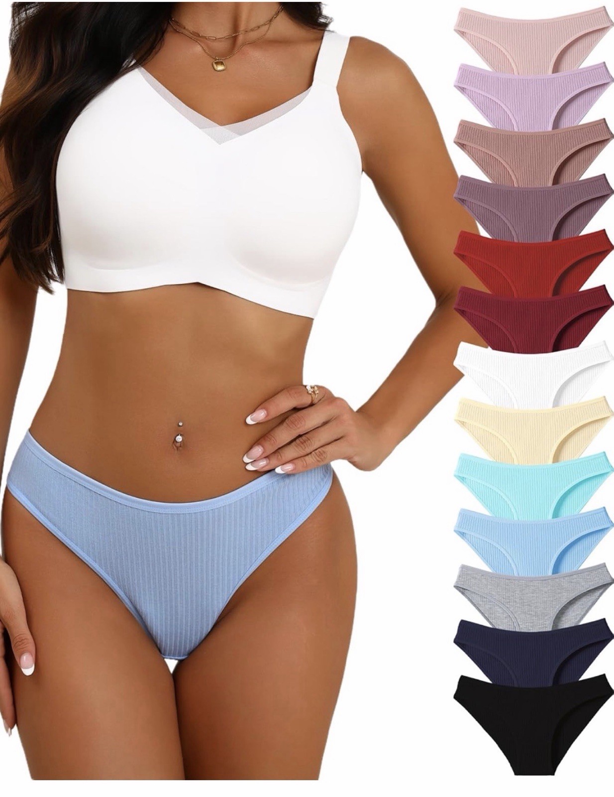Brown Multicolor Knit Bikini Panties Stretch Women’s Regular Size M 12 pack