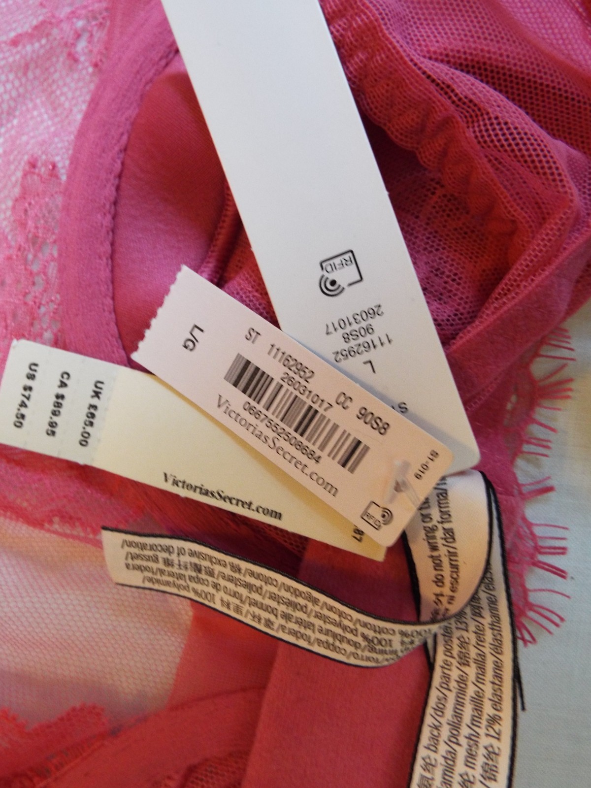 NWT Victoria’s Secret Wicked Unlined Lace Teddy L Pink