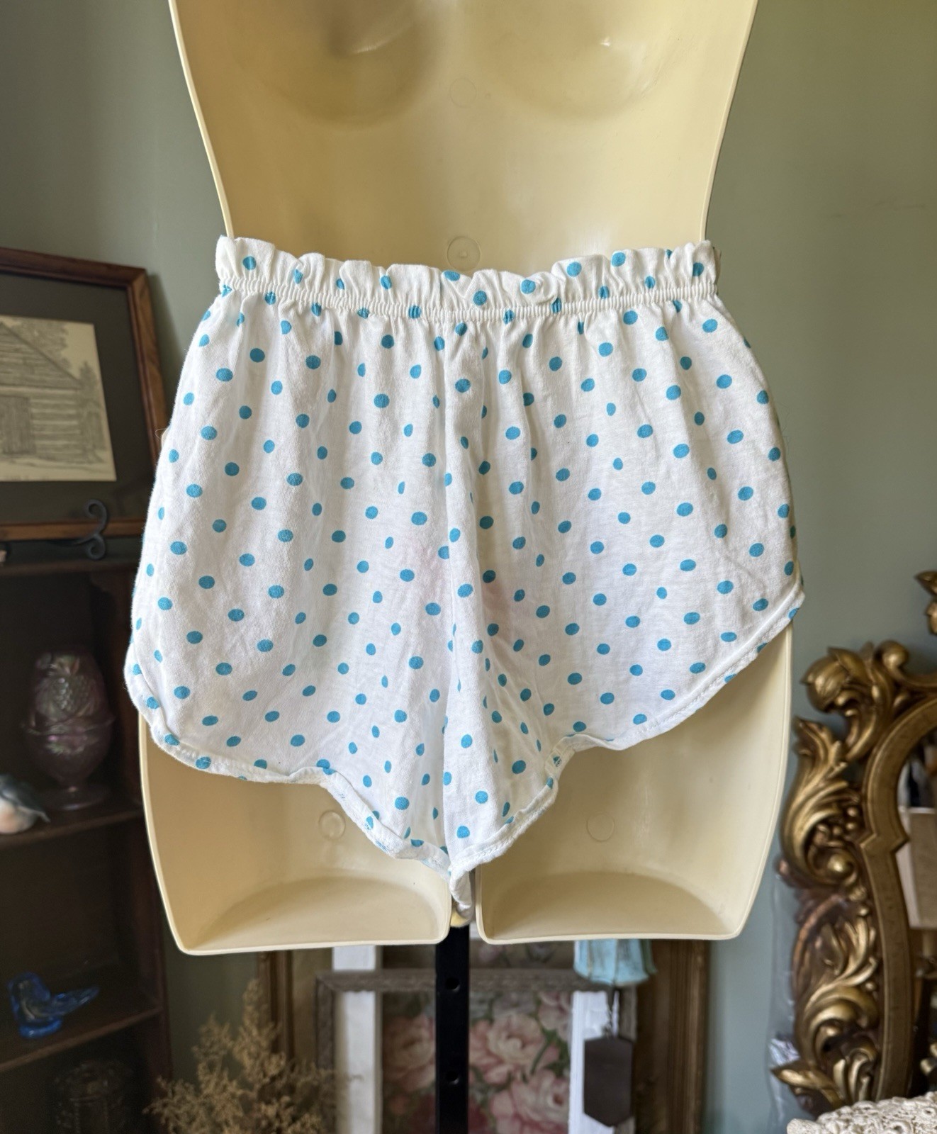 ST EVE POLKA DOT WOMENS BOXERS 100% COTTON SIZE MEDIUM VINTAGE CLOTHING