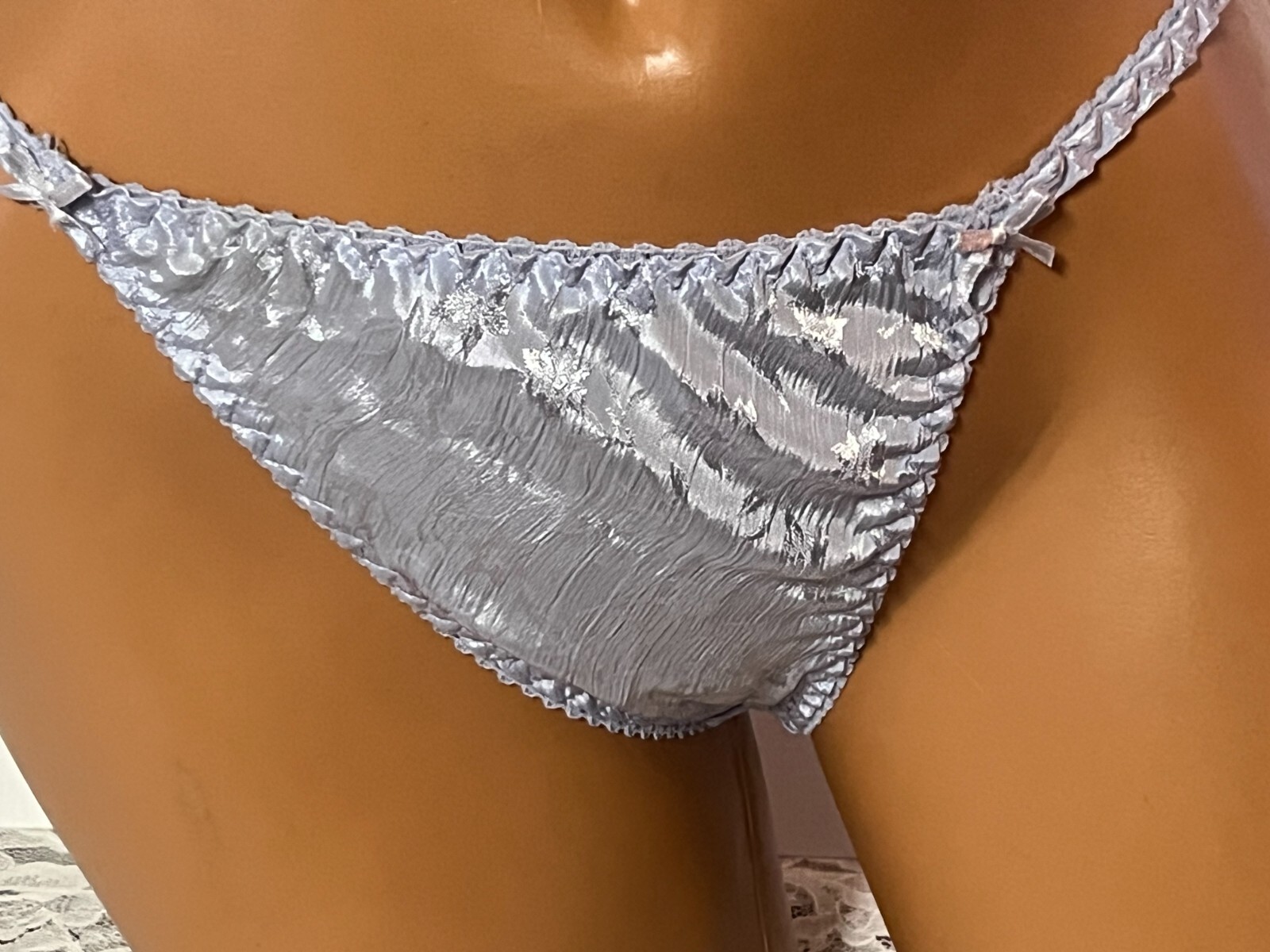 Vintage Satin String Bikini Shiny Purple NWT Size Medium 6