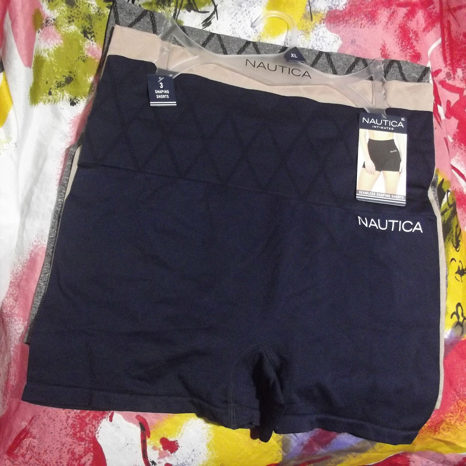 3 NEW NAUTICA NT7099 3PKD TUMMY TONING HI-WAIST THIGH SLIMMER SHORT PANTIES XL
