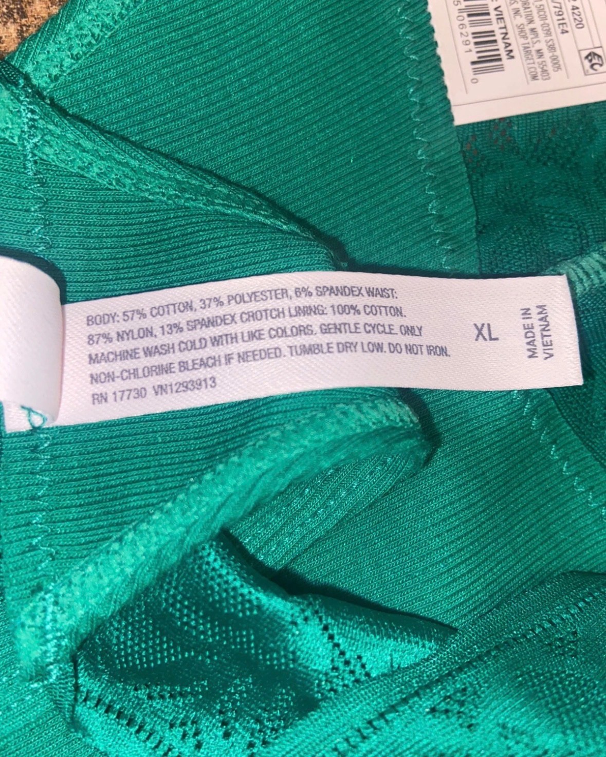 7x Auden XL (16) Thong Underwear Cotten Blend Lace Top Green Panties 7 Pack