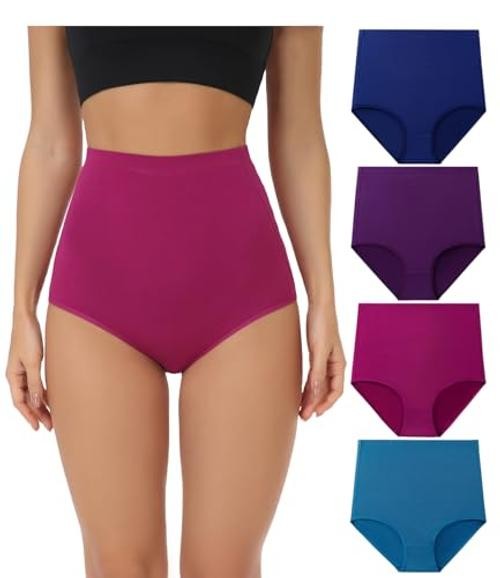 Women’s Underwear Cotton Super High Waisted Briefs Stretch Medium Multicolora5
