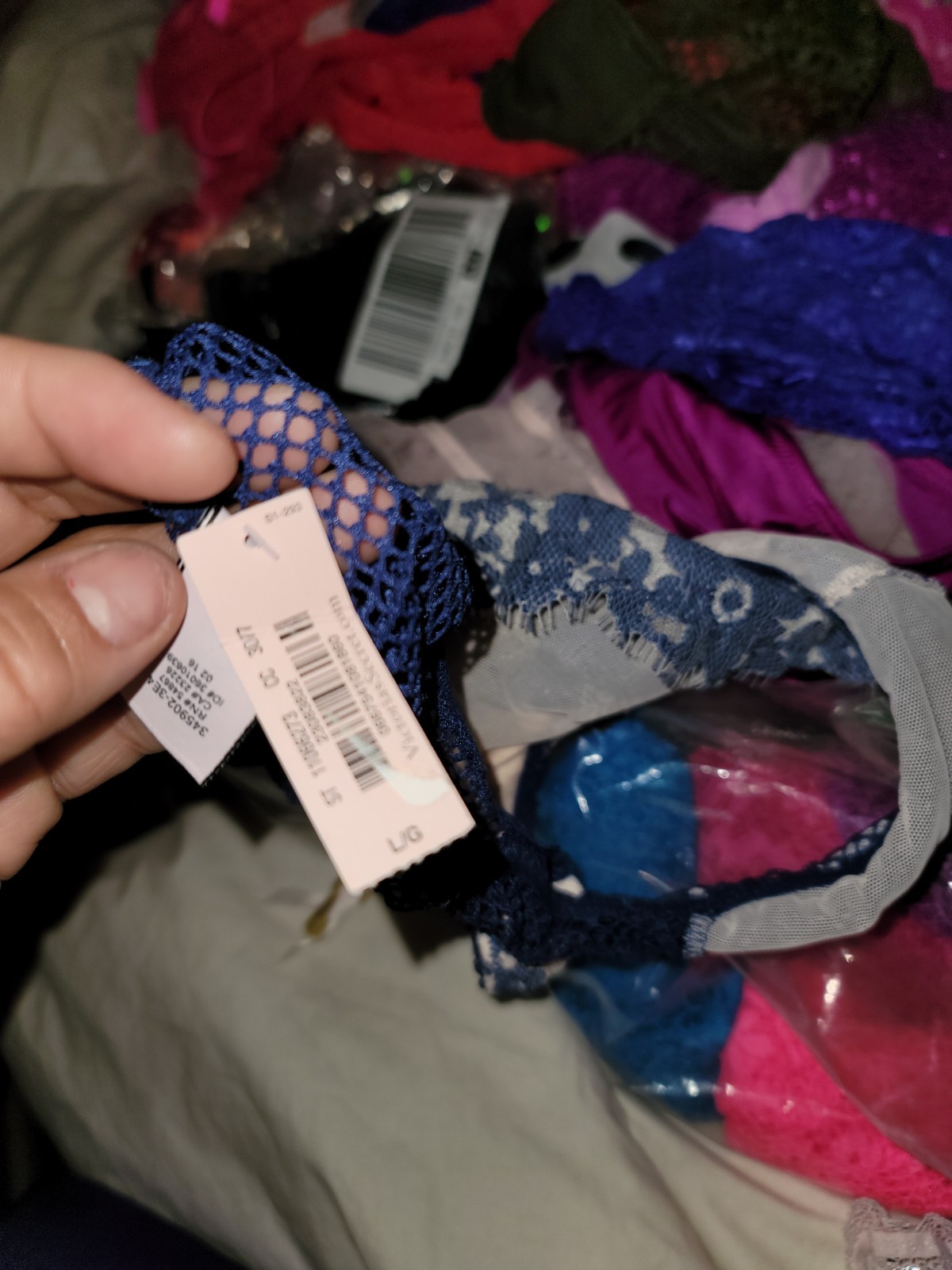 Victoria’s Secret Very Sexy Thong Lace Front Bikini Fishnet Panty L Mesh