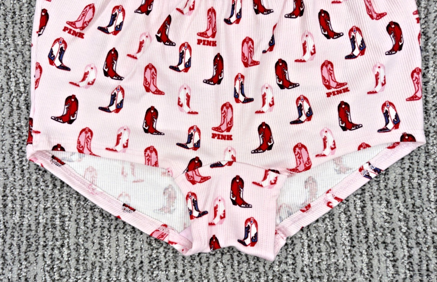 Victoria’s Secret PINK NWT Small Pink Cowgirl Boots Boyshort Panty Ruffle Cutout