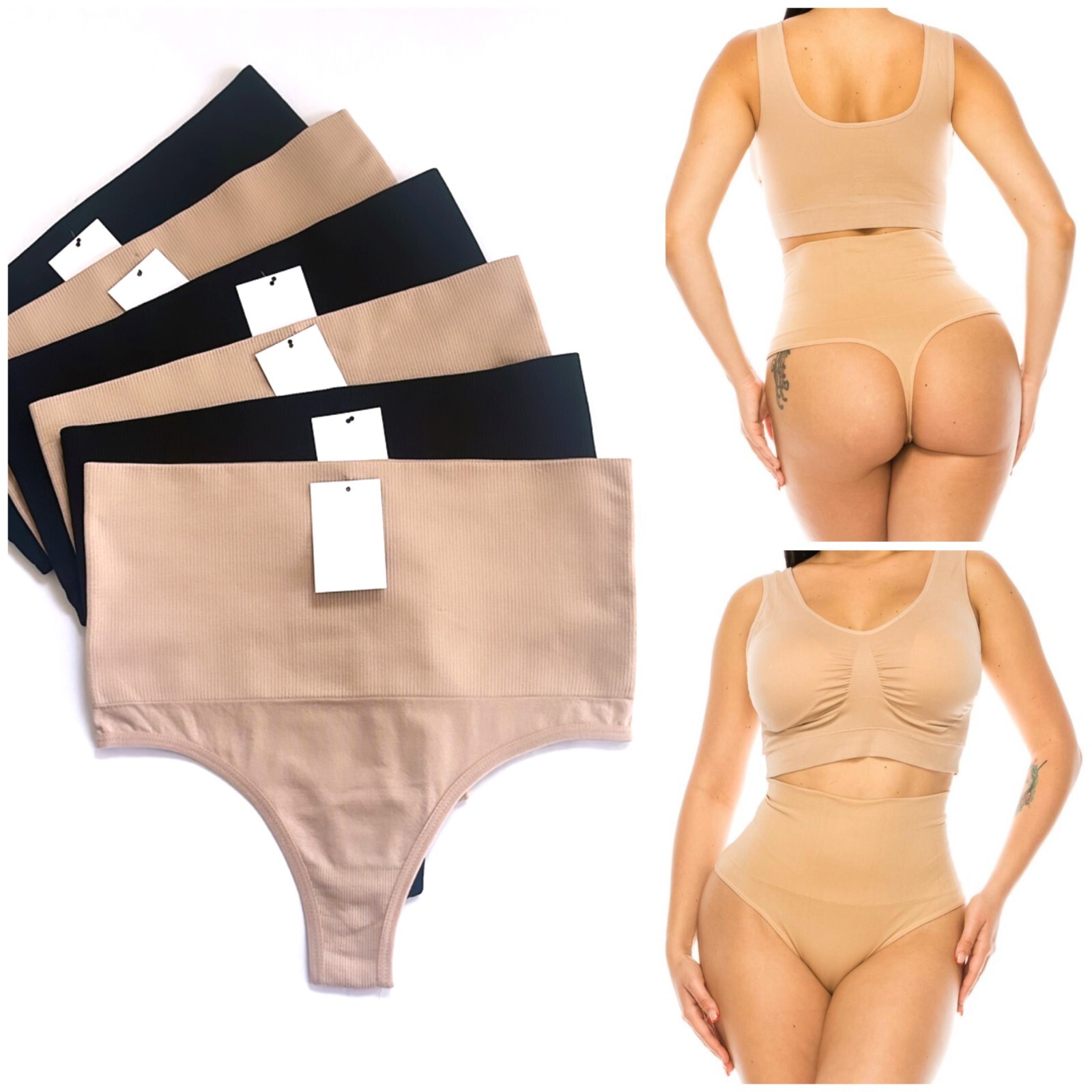 2-6 High Waisted Briefs Thongs Tummy Control underwears 72140 seamless One Size