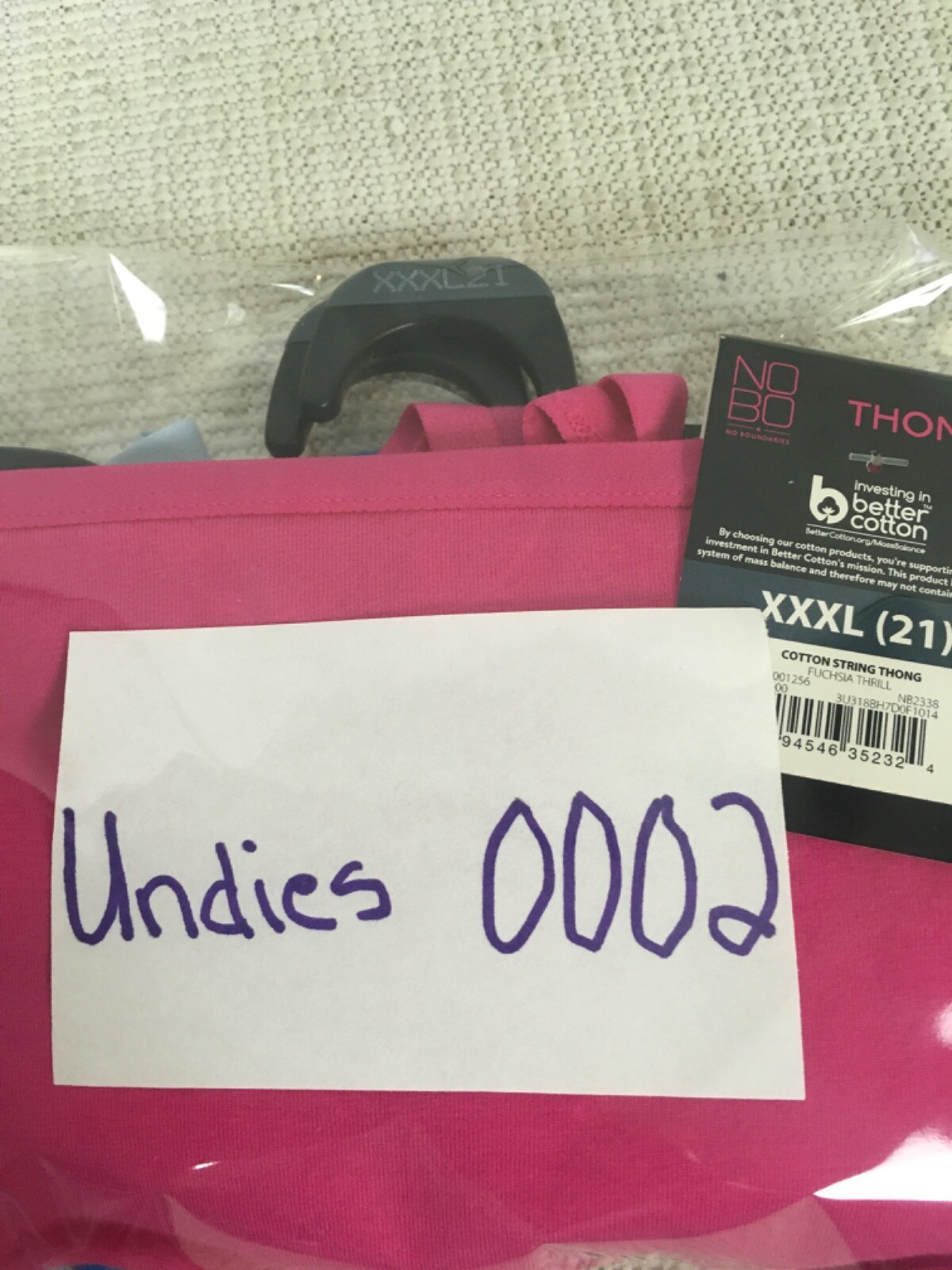 No Boundaries 3 Pair Thong Panties Size XXXL Pink Blue Green n White New w Tags