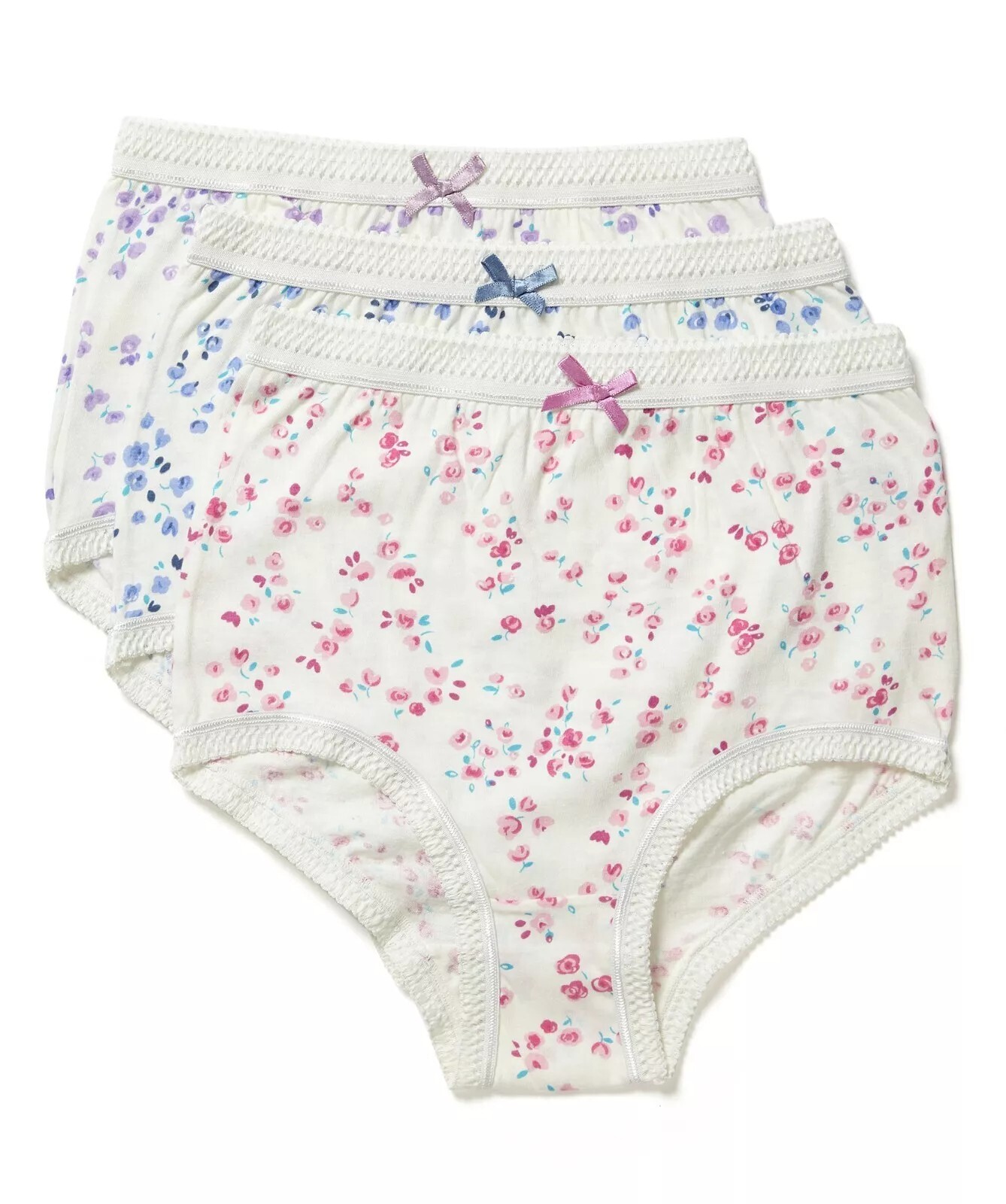 Ladies 12 Pack Marlon 100% Cotton Full Briefs Knickers Underwear Cream Floral