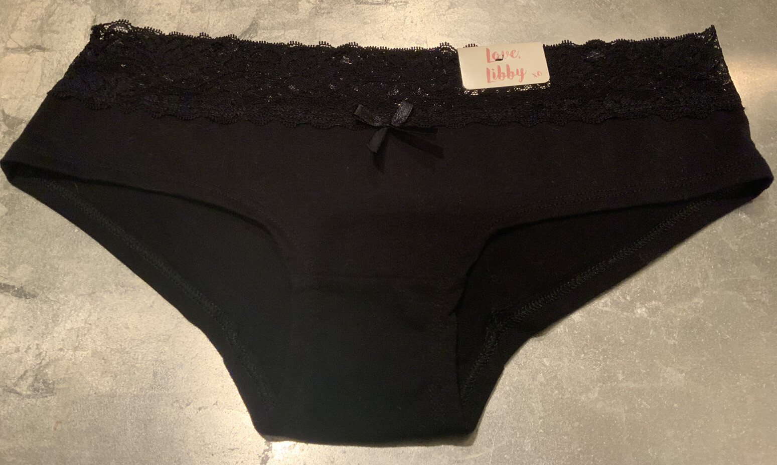 New Love Libby M Black Lace Trimmed Bikini Hiphugger Panties