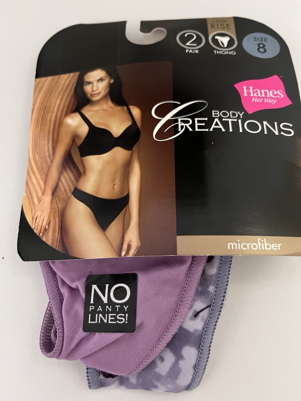 Vintage NWT 2Pk Hanes Her Way Low Rise Purple 2003 Body Creations Thong Panty 8