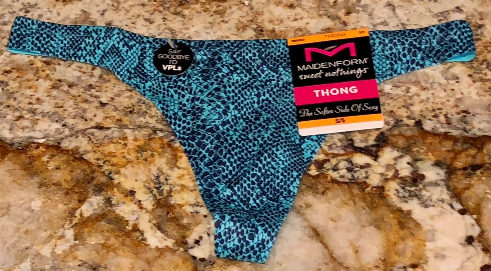 MAIDENFORM Comfort Devotion BLUE Python Seamless Thong Panty NEW Womens Sz S 5